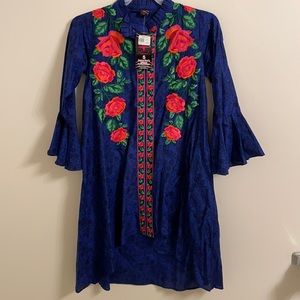 Women frock style linen/cotton blend tunic